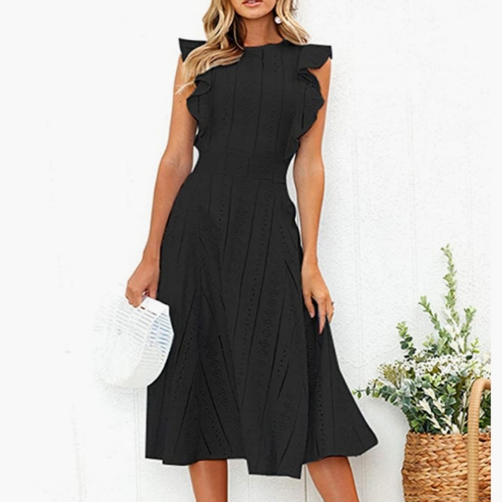 Black L dress with ruffles cap sleeves